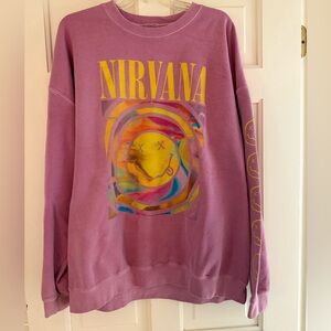 NIRVANA Pink and Yellow Crew Neck Sweater